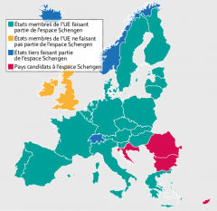 Carte de l'espace Shengen (2018)